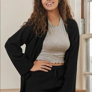 Lulus Black Open Cardigan Sweater Small